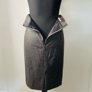Balenciaga Paris Office Siren Quiet Luxury Charcoal Grey Pencil Skirt